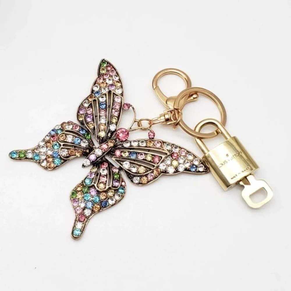 Authentic Louis Vuitton Gold Lock & Key ✨ Bag Charm Unbranded Butterfly Keychain